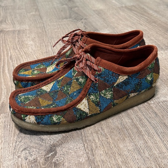 Clarks Other - Clarks original Patchwork Wallabees 11.5 brown blue suede